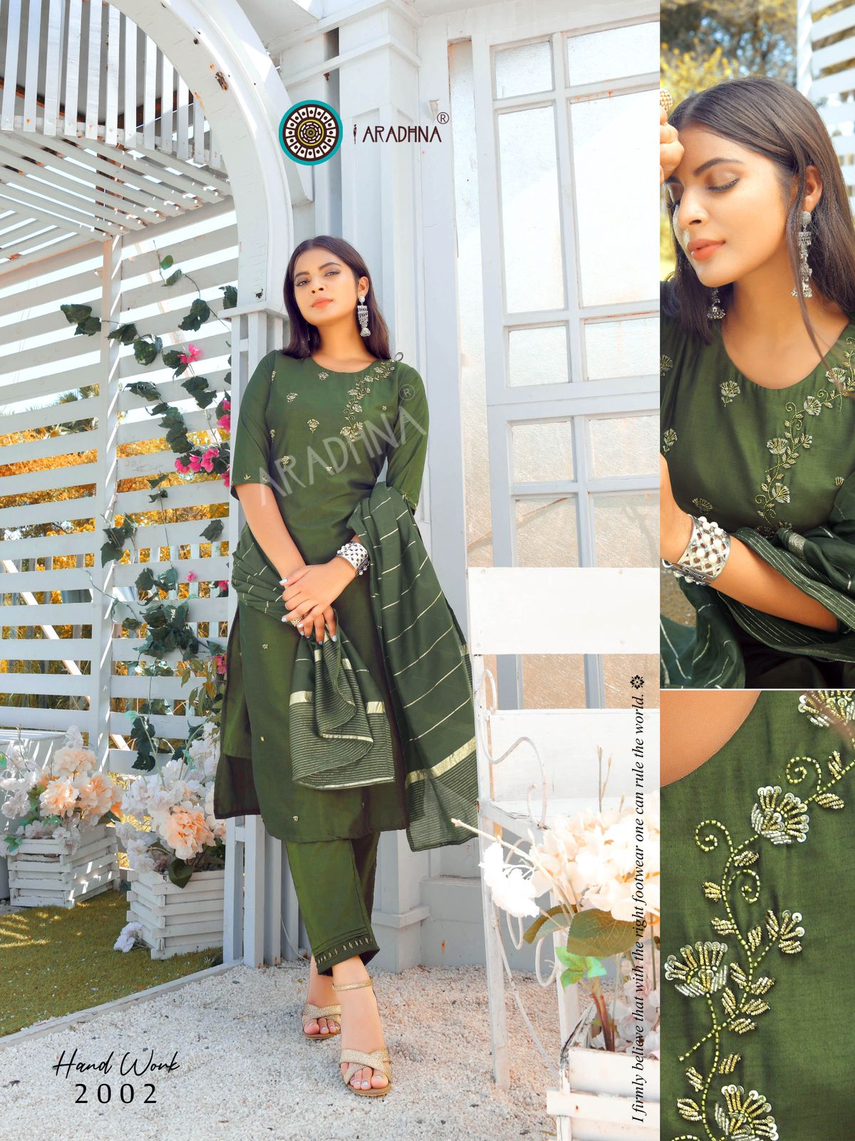 Aradhna Hand Work 2 Latest Designer Cotton Silk Festive Wear Ready Made Collection
