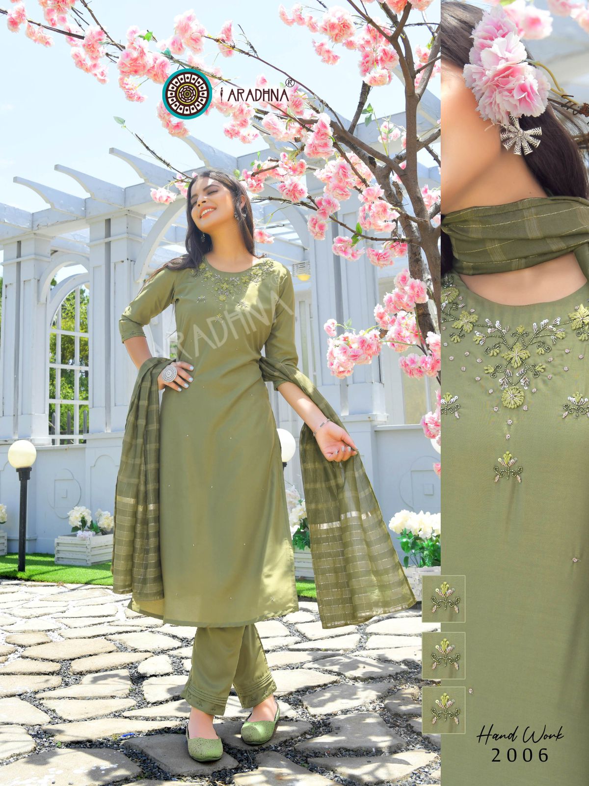 Aradhna Hand Work 2 Latest Designer Cotton Silk Festive Wear Ready Made Collection
