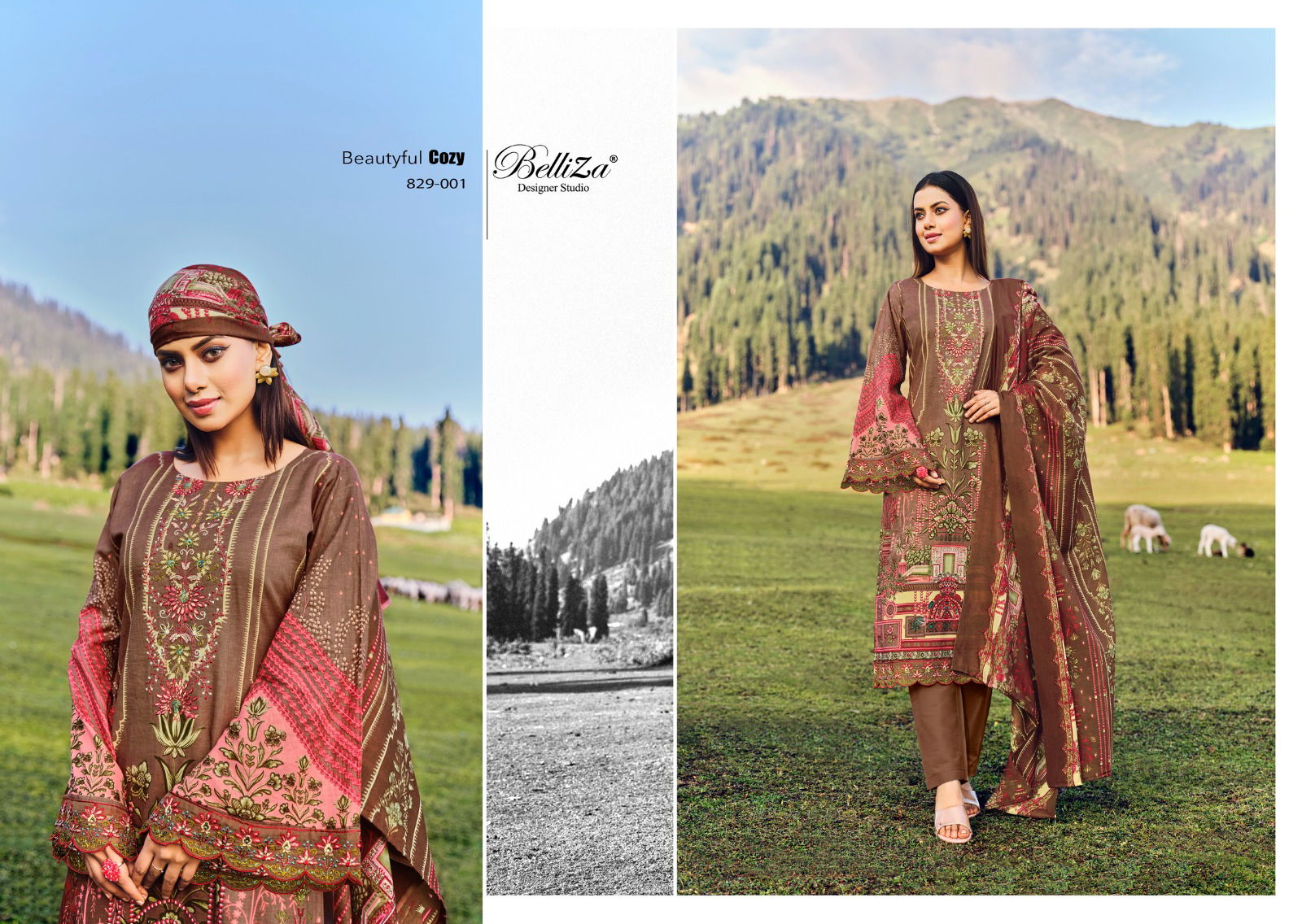 Belliza Aalia Embroidery Cotton Printed Dress Material Catalog

