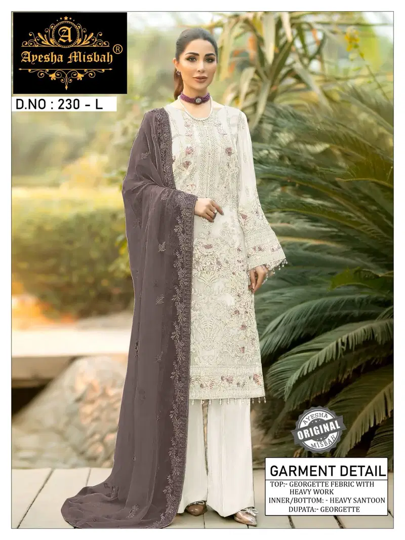 Ayesha Misbah 230 Georgette Pakistani Suits Catalog
