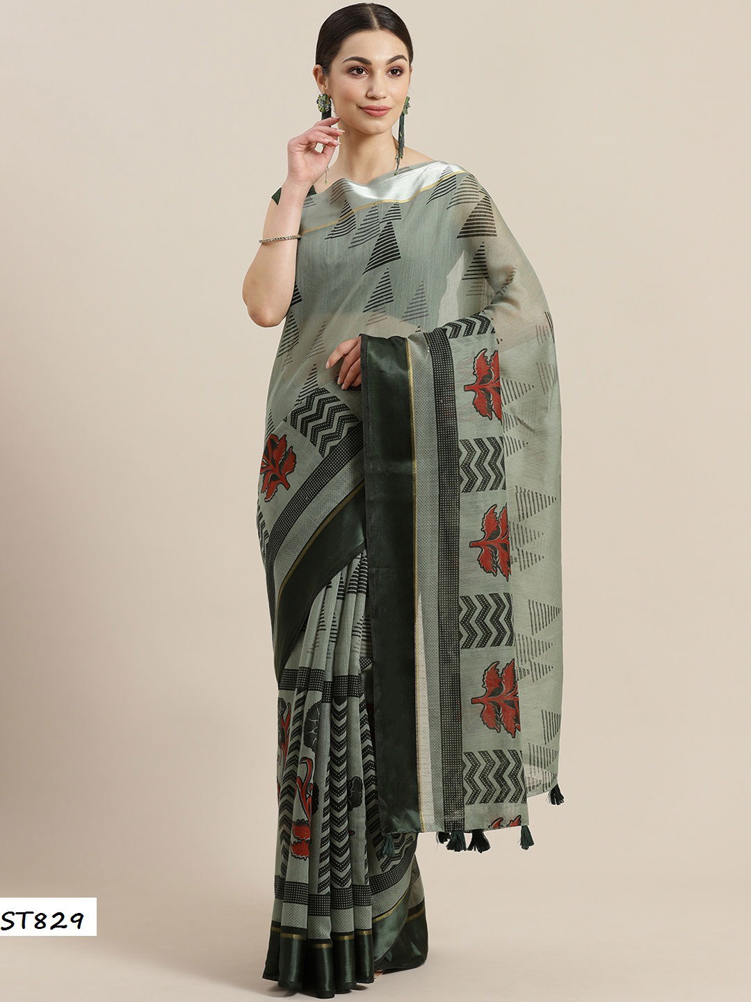 Daily Wear Stylish Collection Of Designer Linen Cotton Saree With Banglori Silk Blouse 