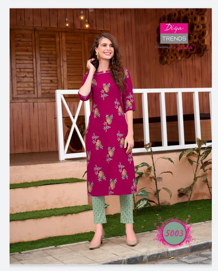Fashionista 1 Ethnic Wear Rayon Designer Printed Kurtis With Bottom Collection
