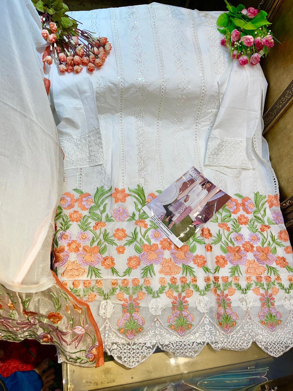 Zarqash Nureh Cambric Latest Fancy Designer Festive Wear Cotton Pakistani Salwar Kameez Collection