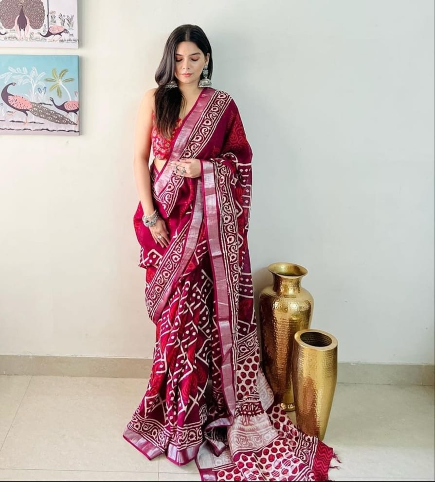VK 4154 Linen Printed Daily Wear Sarees Catalog
