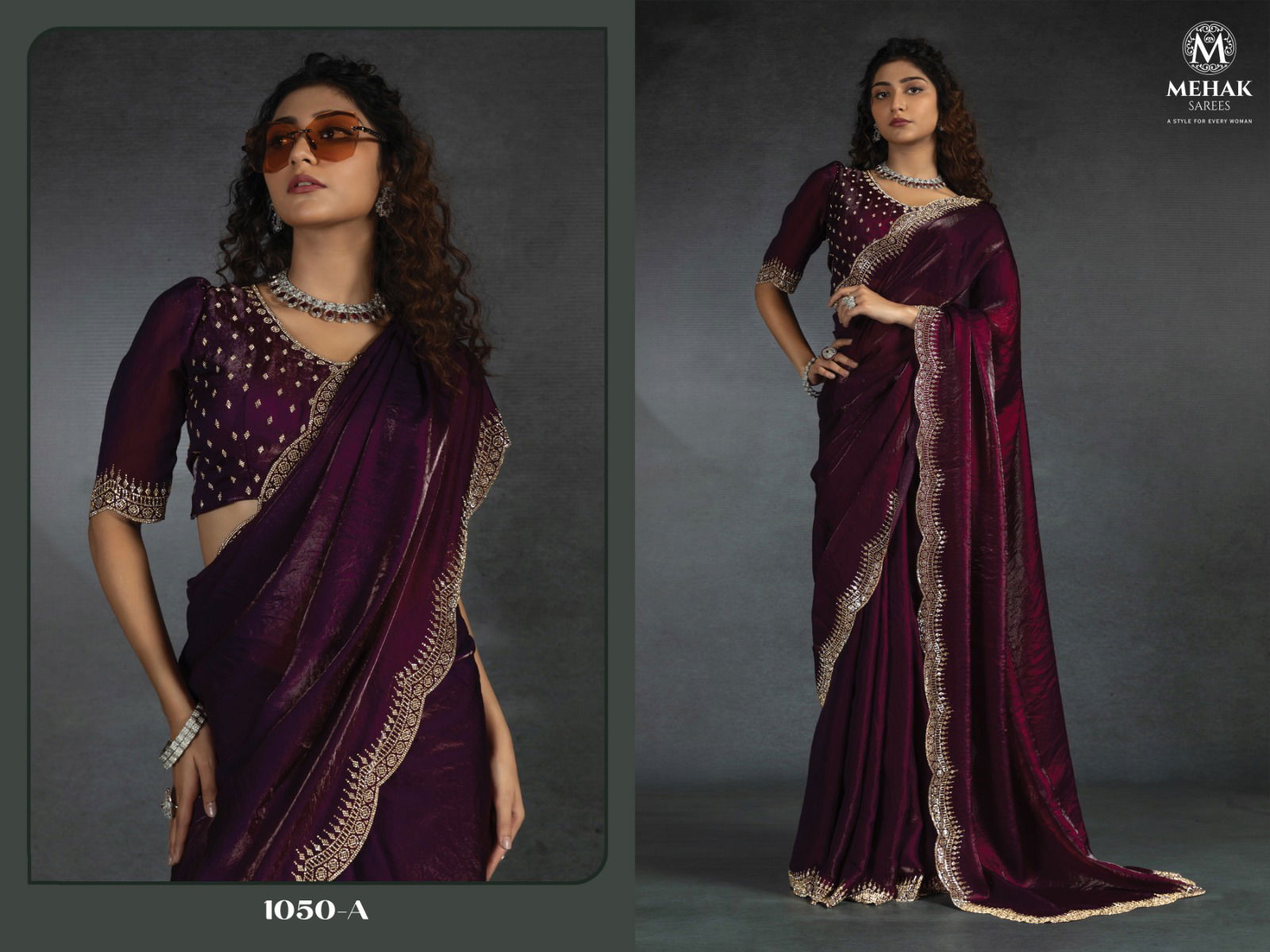Mehek 1050 A To F Two Tone Satin Silk Wedding Wear Saree Wholesalers In Delhi