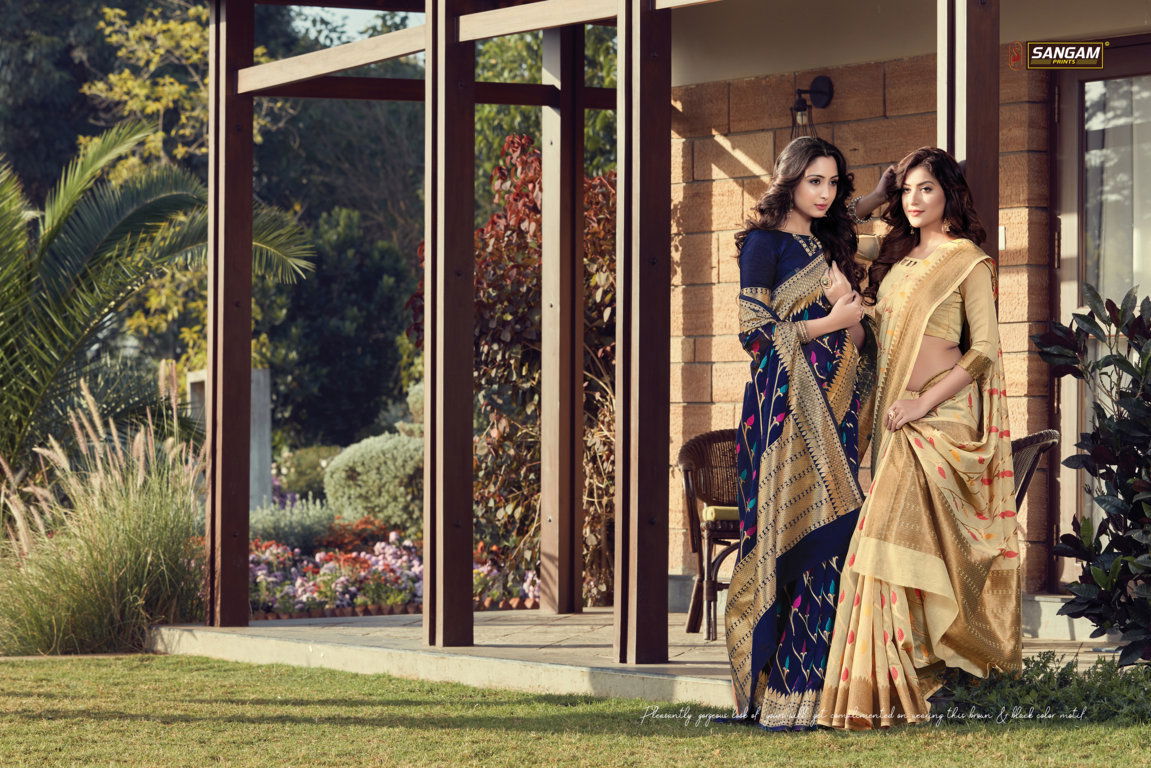 Sangam Ananya Printed Designer Cotton Handloom Sarees Collection
