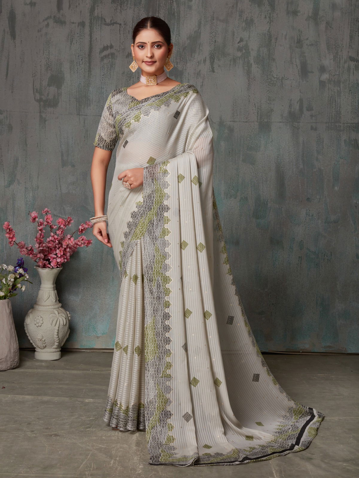 Vardha By Dhaga Chiffon Daily Wear Saree Wholesale Market In India
