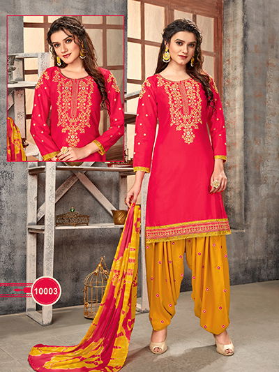 Patiyala 10 Latest Designer Festive Wear Cotton With Embroidery Work Top With Bottom And fancy Print Dupatta Dress Material Collection