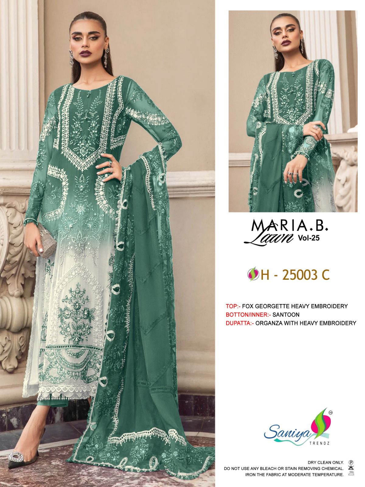 Maria B Lawn Vol 25 By Saniya Heavy Georgette Pakistani Suits Suppliers in India
