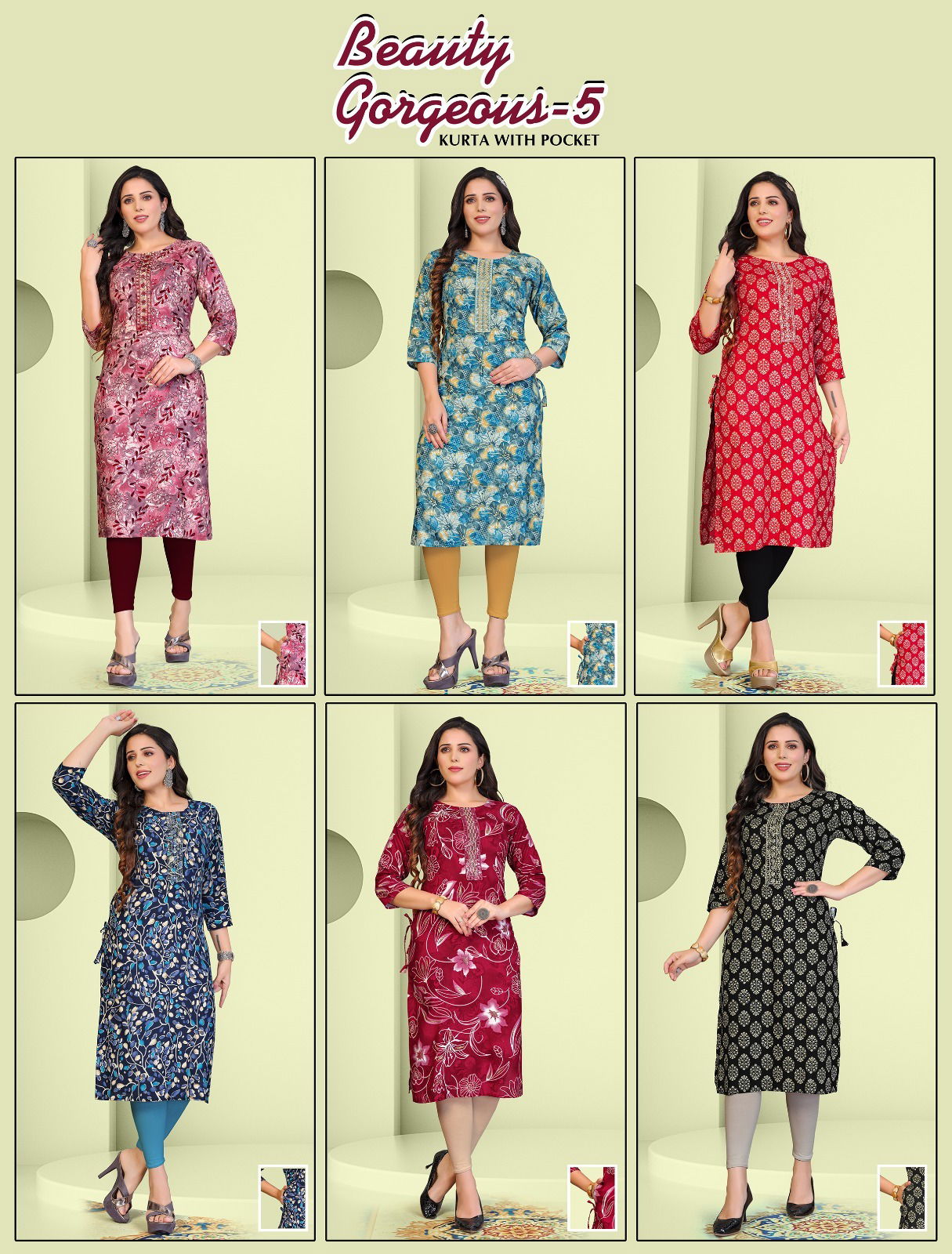Jlf Beauty Gorgeous 5 Rayon Foil Printed Kurtis Wholesale Shop In Surat