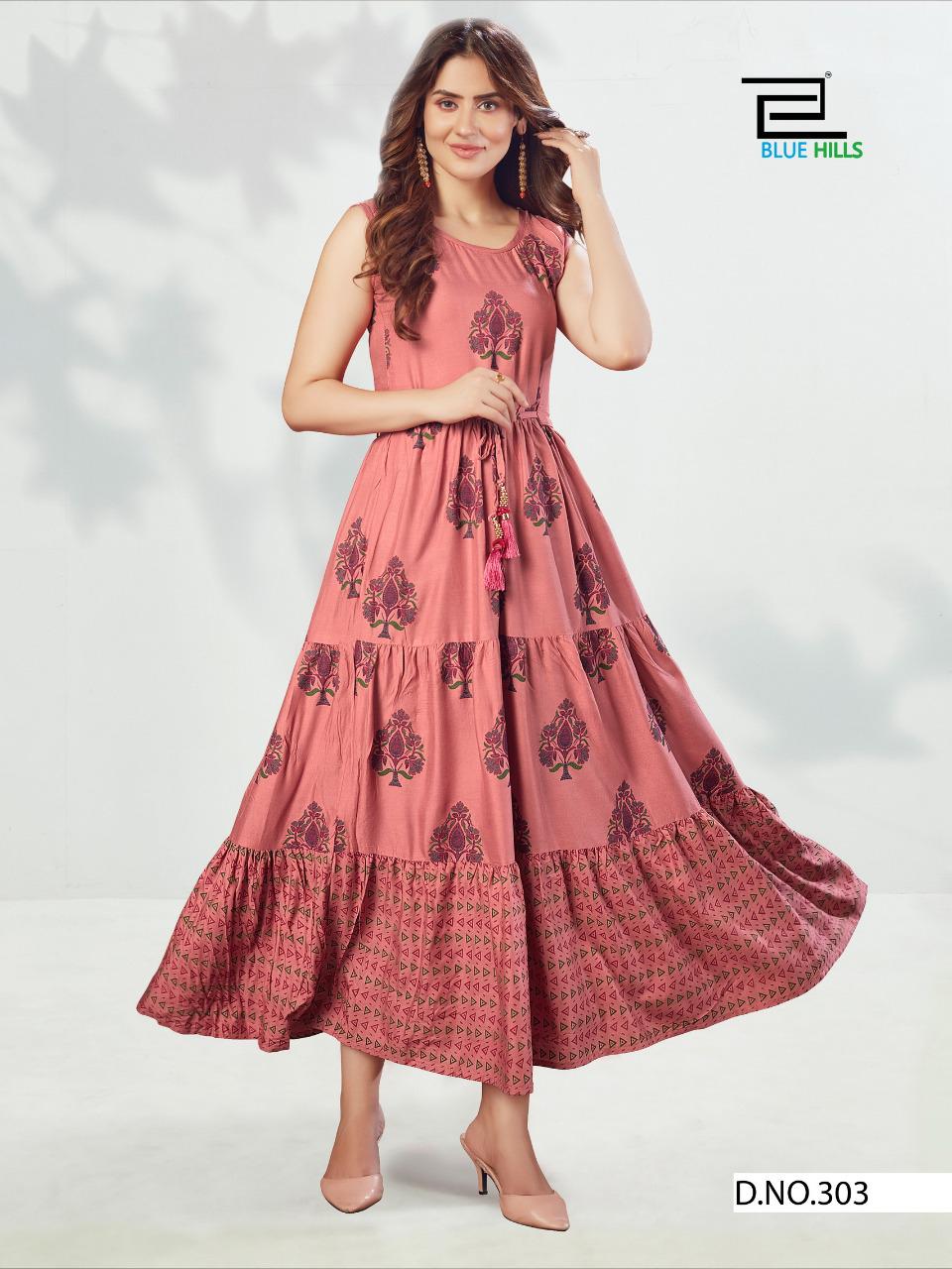 Blue Hills Sun Shine 3 Fancy Long Printed Designer Rayon Kurti Collection
