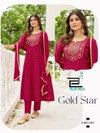 Gold Star By Blue Hills Rayon Embroidery Kurti With Bottom Dupatta Orders In India
