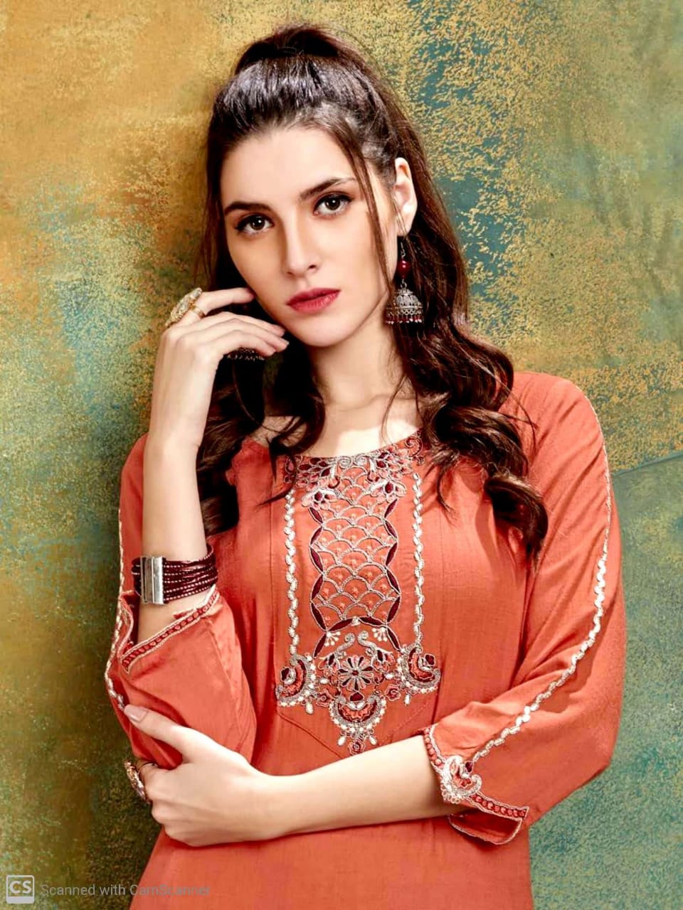 C9 Polite Latest Casual Wear Designer Rayon Slub with Fancy Embroidery Sleeves Work Kurti With Bottom Collection 