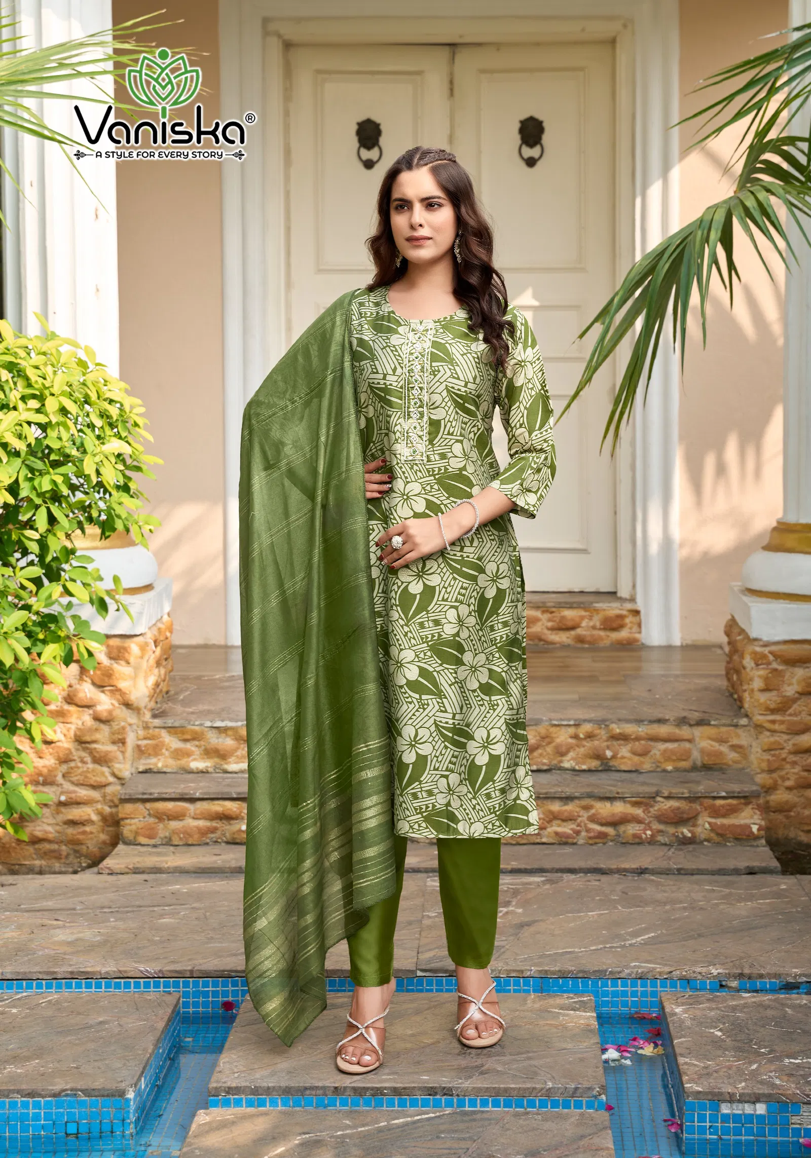 Festival Vol 3 By Vaniska Modal Chanderi Kurti With Bottom Dupatta Orders In India