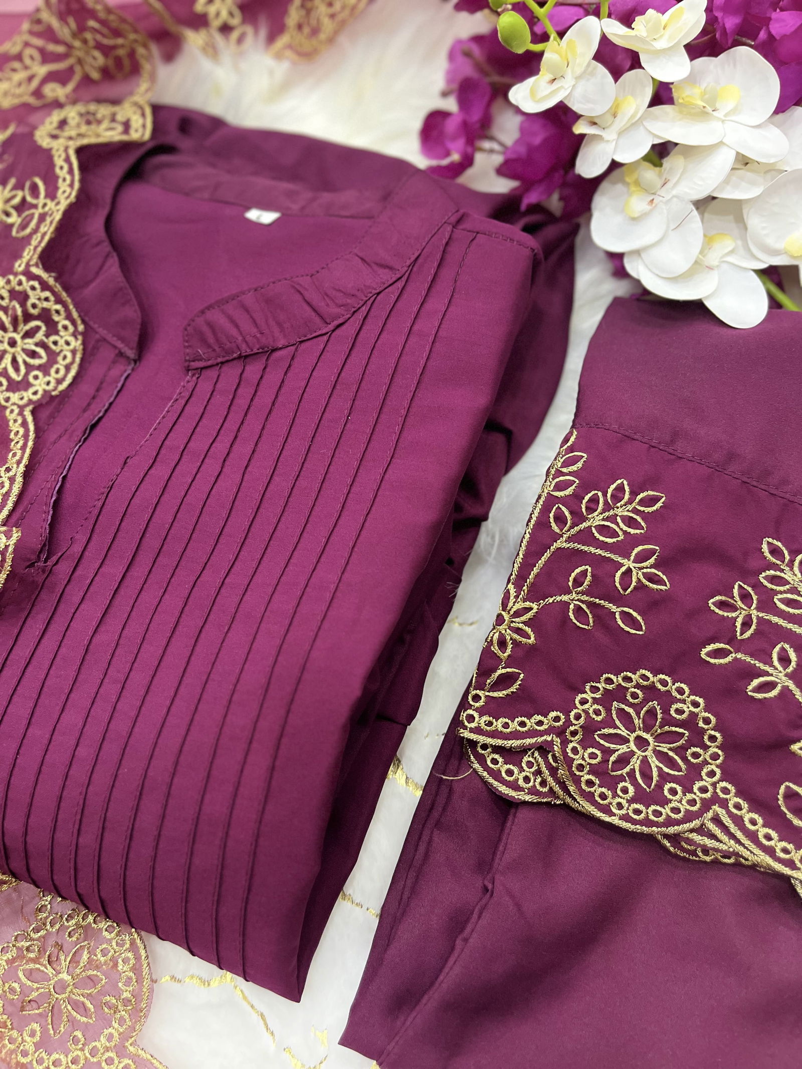 Akshar Designer Cotton SIlk Kurti With Bottom Dupatta