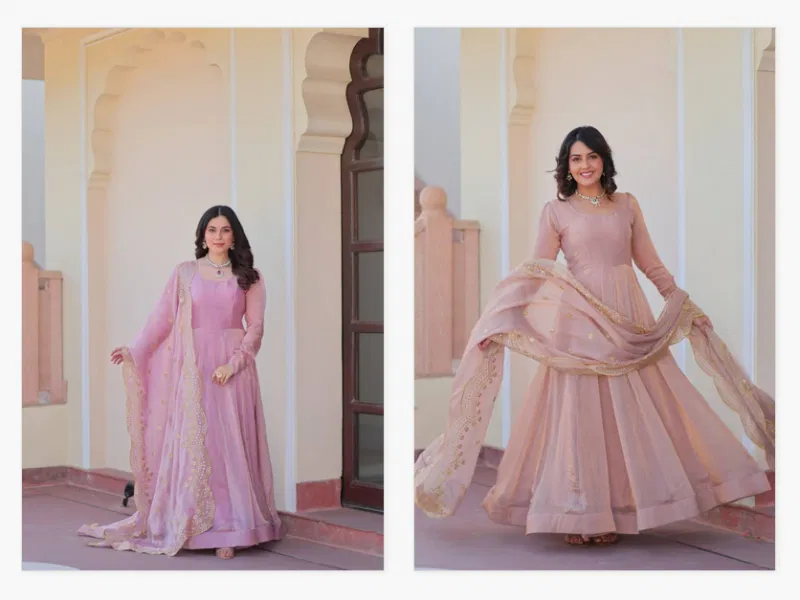 Luna Vol 48 Beautiful Chiffon Embroidered Gown With Dupatta Wholesale Online