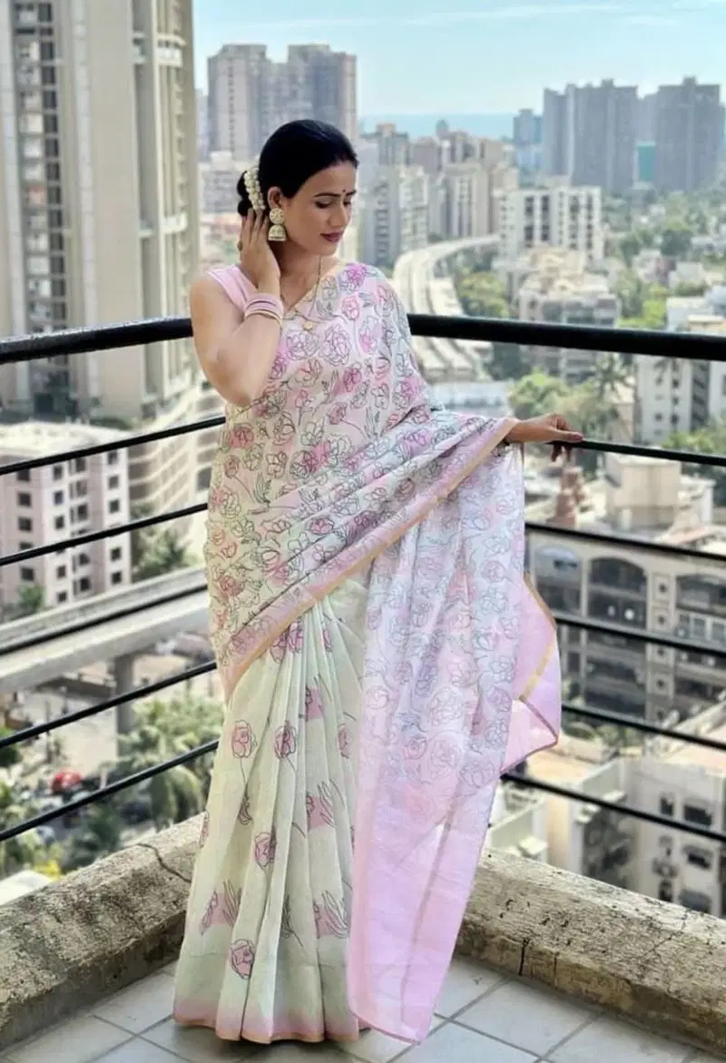 Mg281 Mangalya Digital Print Linen Saree Catalog