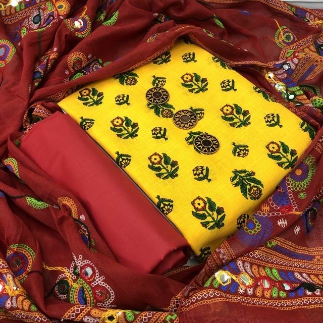 Heavy Designer Printed With Embroidered Dress Material