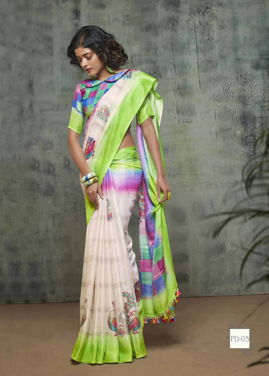 Shvetamber Latest Designer Party Wear Global Linen Juth Digital Printed Saree Collection