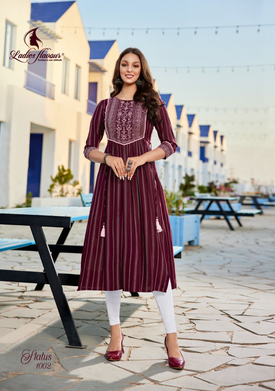 Status By Ladies Flavour Nyra Cut Designer Kurti Catalog
