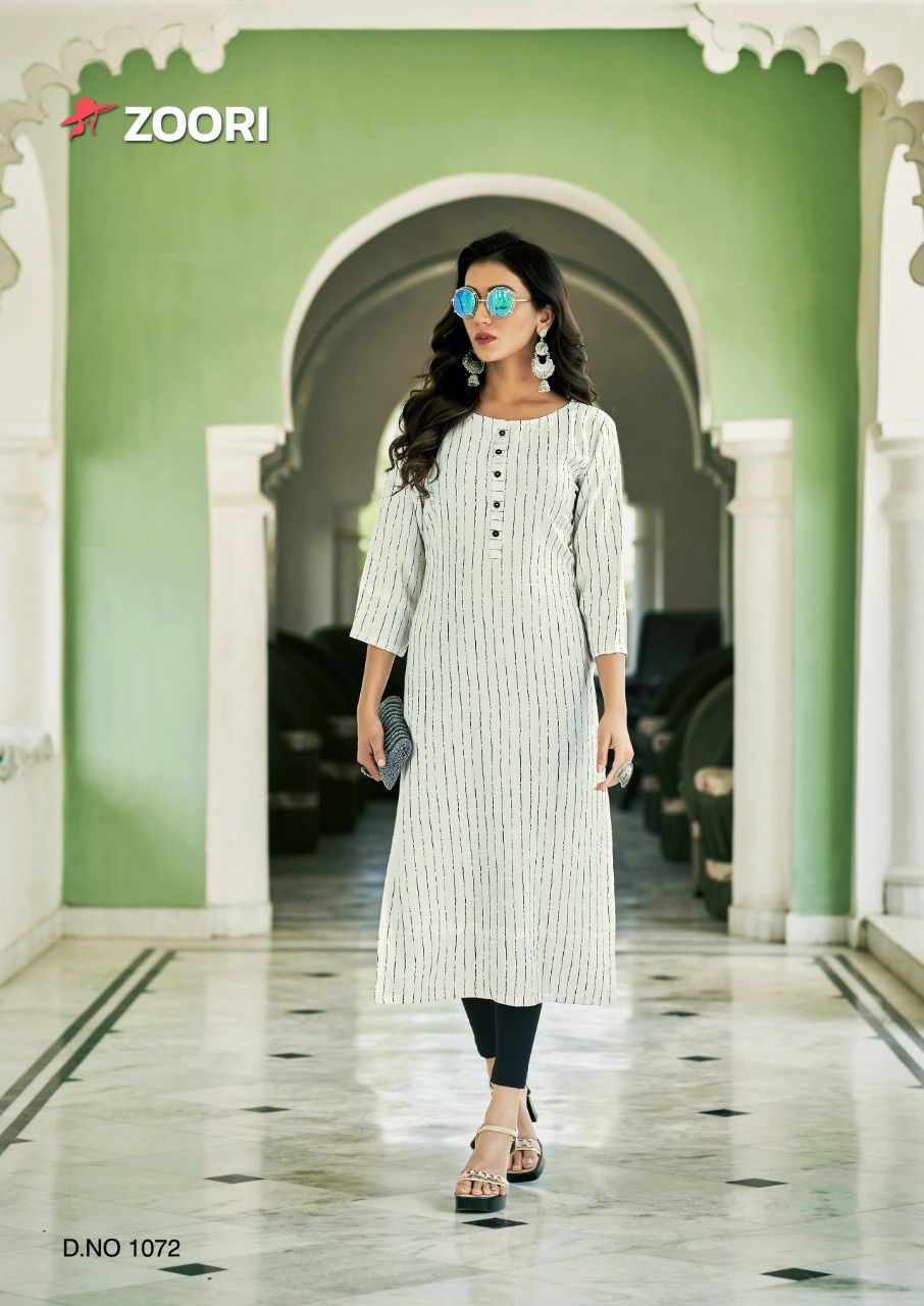 Zoori Akshara 12 Designer Fancy Regular Wear Rayon Printed Kurti Collection