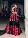 Black And Pink Pure Rayon Bandhej Printed Navratri Lehenga Collection Taraa L 1683