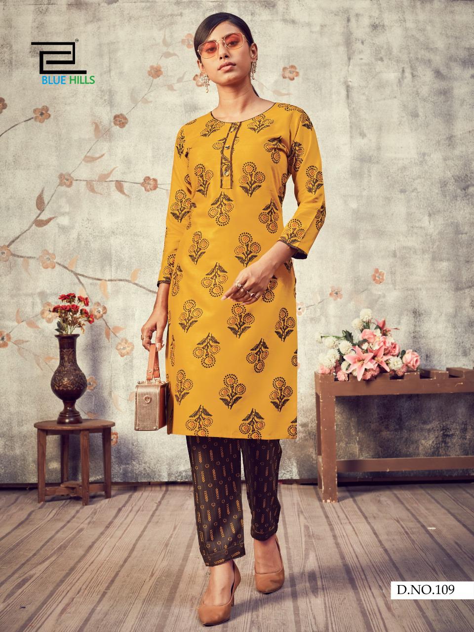 Blue Hills Jasmine 1 Latest Fancy Casual Wear Designers Rayon Printed Kurtis With Bottom Collection
