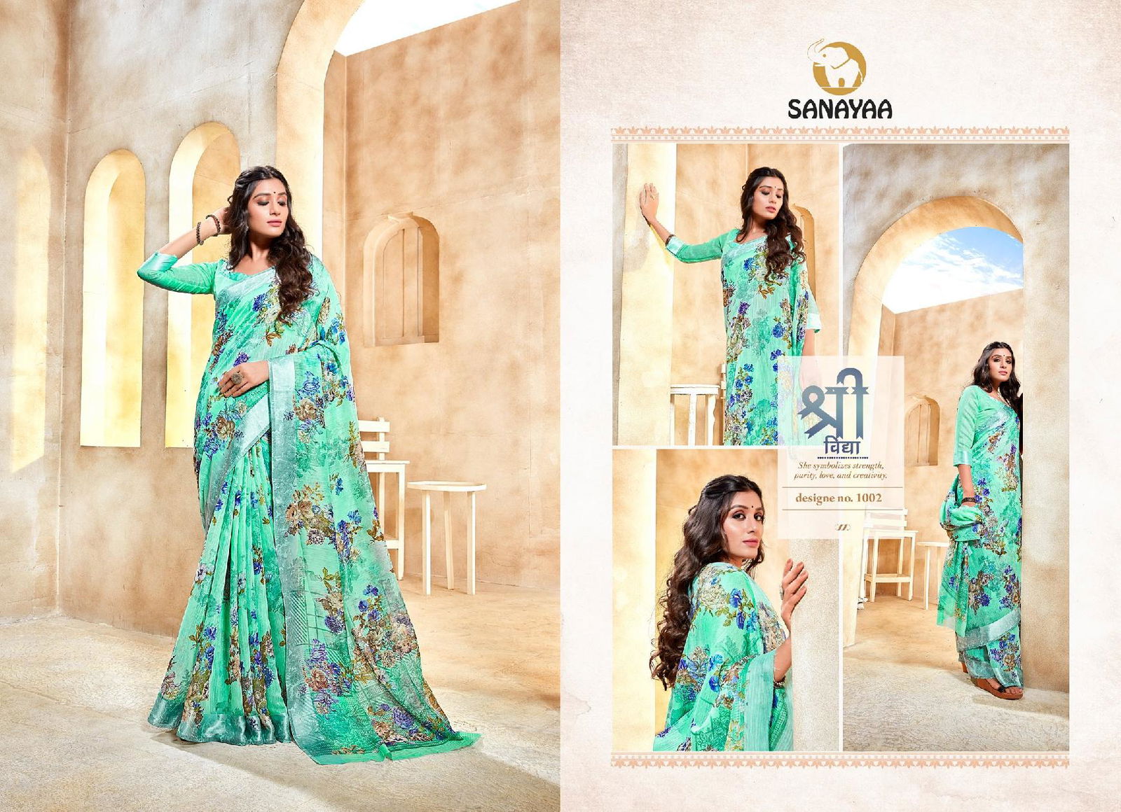 Sanayaa Amelia Latest Fancy Designer silk Casual Wear Linen Printed Saree Collection
