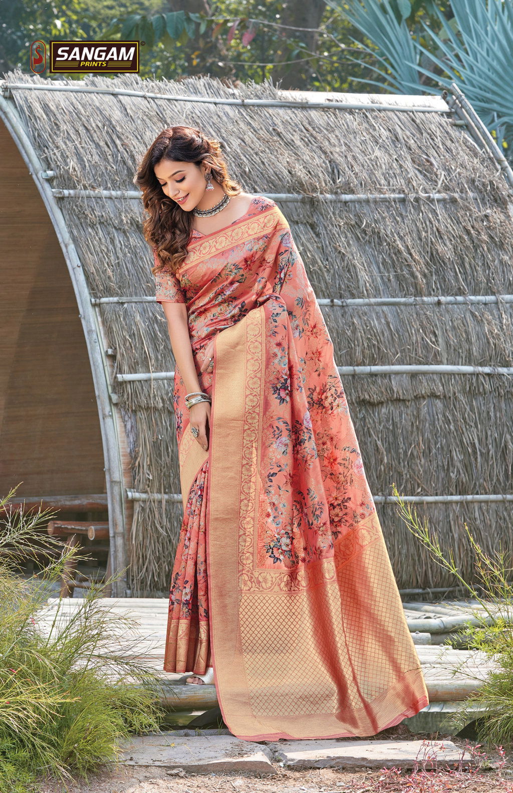 Sangam Roop Shringar Latest Fancy Festive Wear Digital Print Silk And Reshm Thread work Sarees Collection