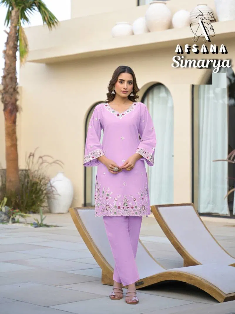 Afsana Simarya Cotton Embroidered Co Ord Set Wholesale Market In India
