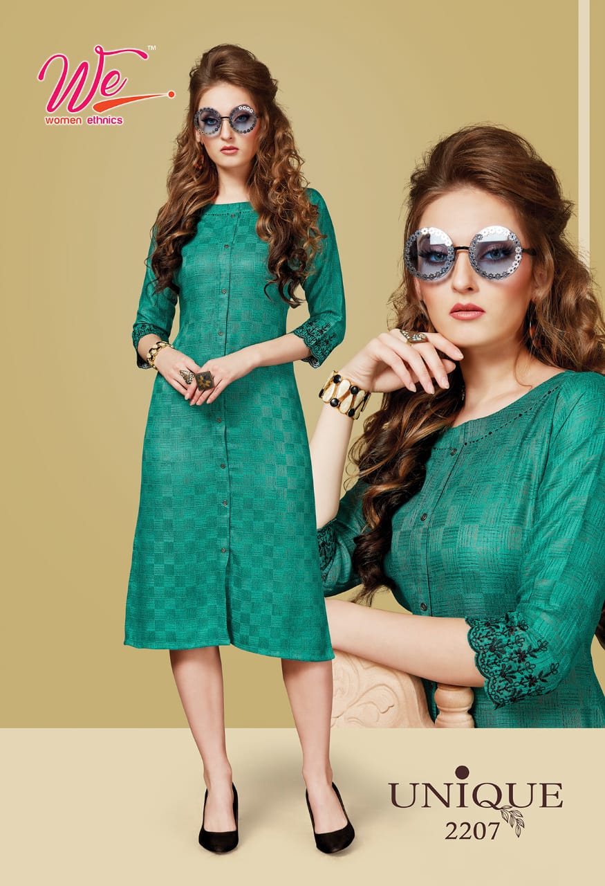 We Unique Latest Designer Casual Wear Exclusive Pure Rayon Fancy Kurti Collection
