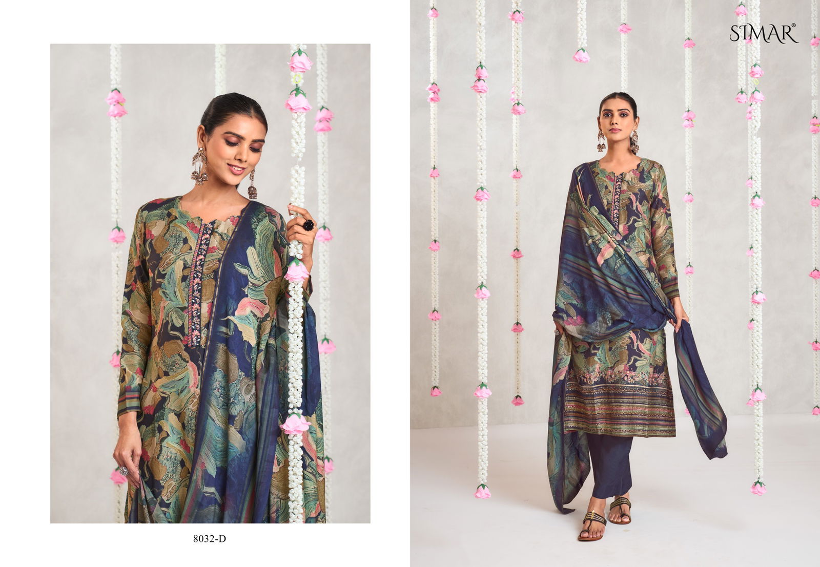 Astitva By Glossy Jam Satin Printed Embroidery Dress Material Exporters In India