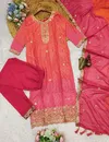 Latest Chinnon Bandhni Surat Kurti With Bottom Dupatta Wholesale Market

