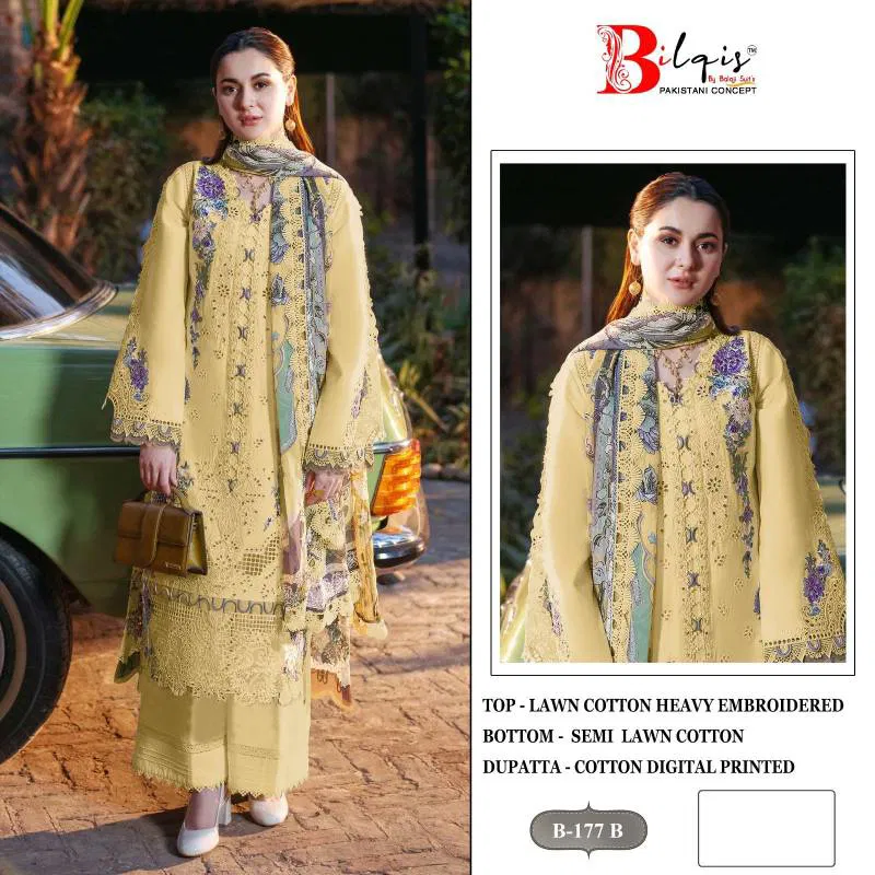 Bilqis B 177 Lawn Cotton Pakistani Salwar Kameez Wholesale Market In Surat
