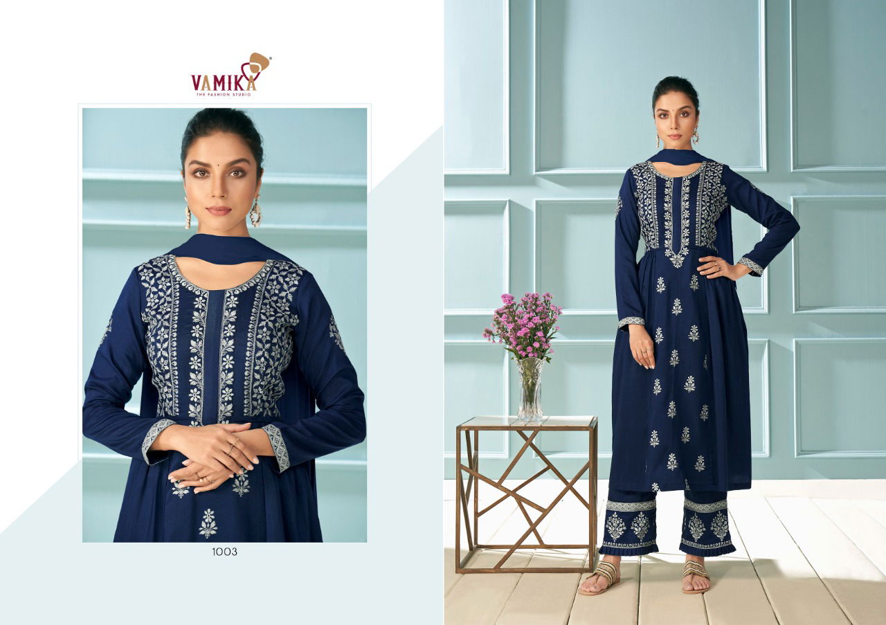Vamika Lakhnawi 1 Exclusive Hit Festive Wear Designer Rayon Embroidery Work Fancy Ready Made Collection
