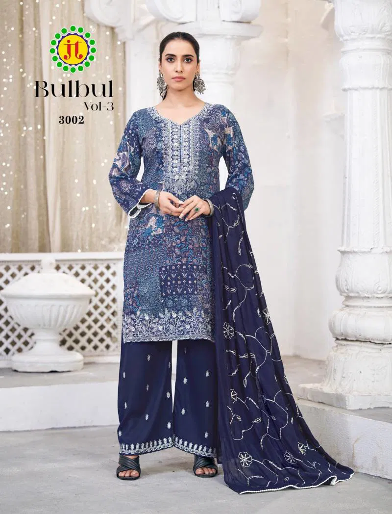 Jt Bulbul 3 Rayon Embroidered Work Dress Material Wholesale Clothing Distributors In India