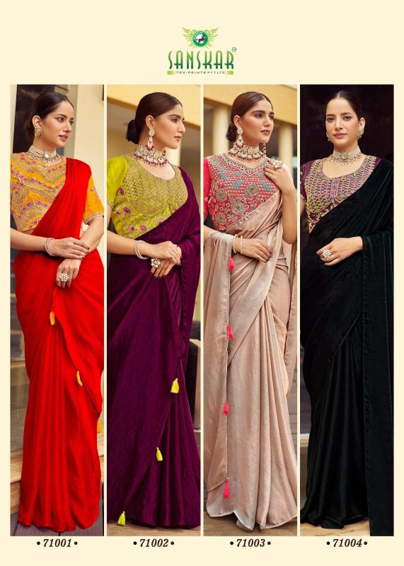 New Arrival By Sanskar Simar Chiffon With Contrast Embroidery Saree Wholesale In India