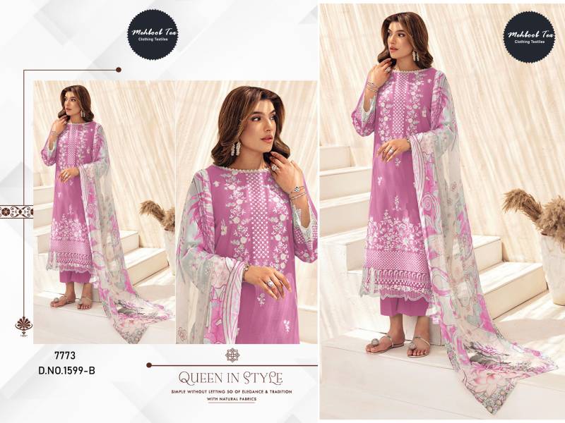 Mehboob Tex 1599 B And C Chiffon Dupatta Pakistani Salwar Suits Online Wholesale