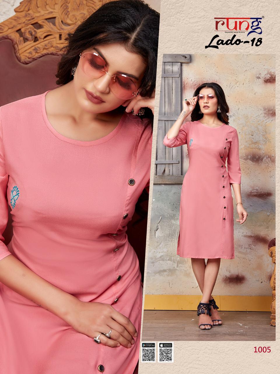 Rung Lado 18 Latest Fancy Designer Casual Wear Rayon Designer Kurtis Collection
