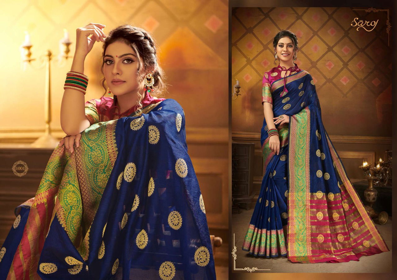 Saroj Aayat Latest Designer Wedding Wear Jacquard Printed Silk Sarees Collection
