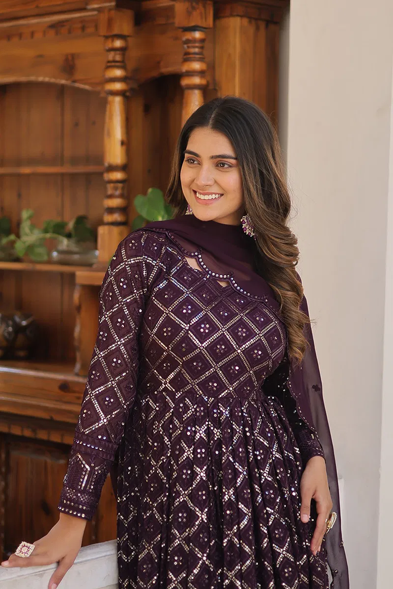 Jf 517 18 Beautiful Designer Faux Blooming Gown With Dupatta Bulk Orders In India