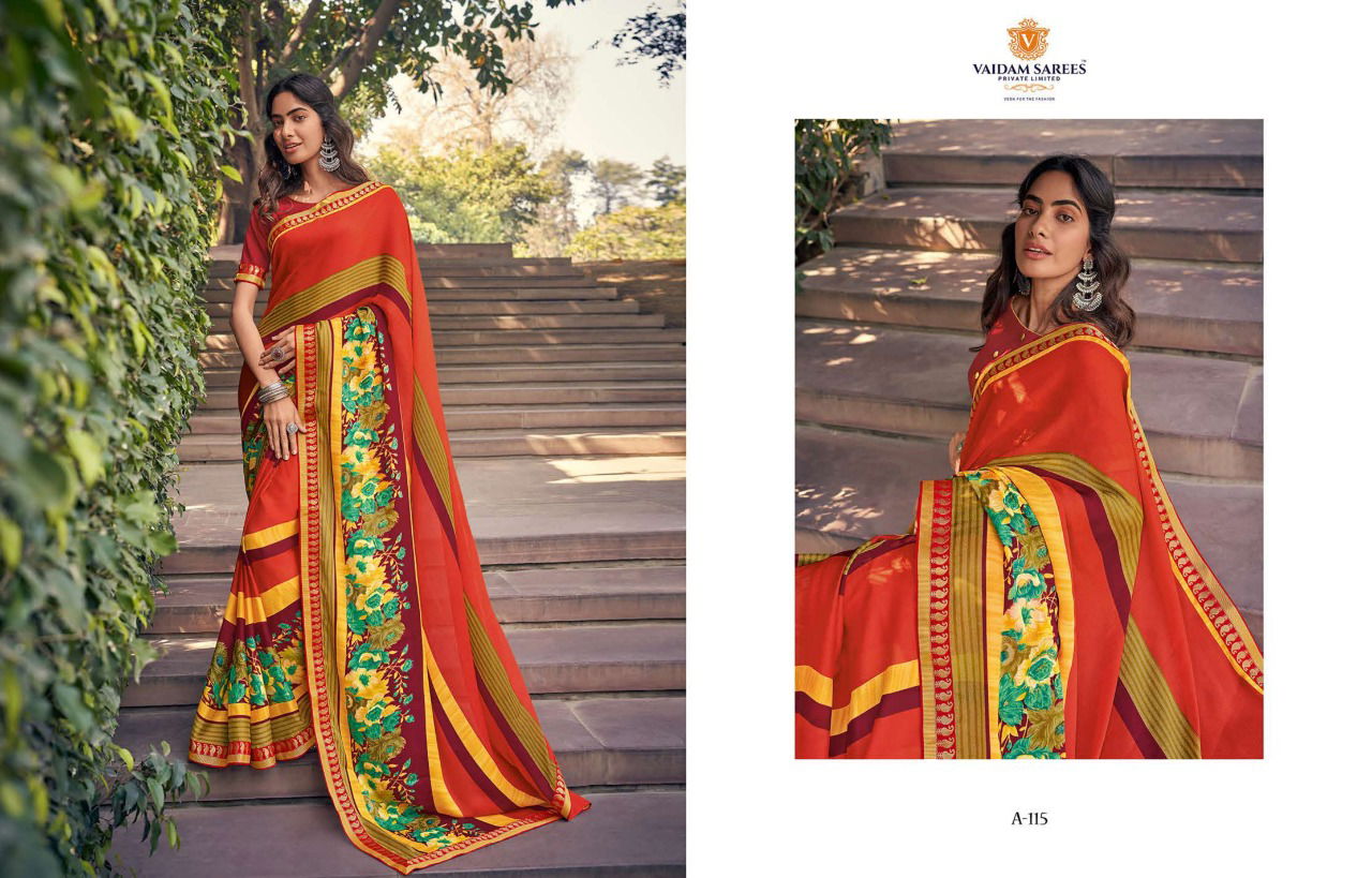 VAIDAM ALANKRITA Latest Fancy Designer Casual Wear Foil Printed Chiffon Saree Collection 