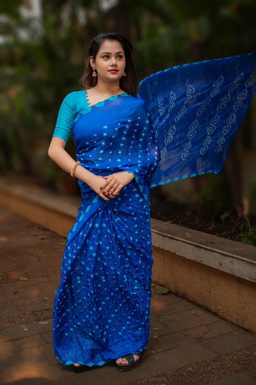 Gaji Bandhej Latest Designer Fancy Festive Wear Silk With Bandhej Border Saree Collection
