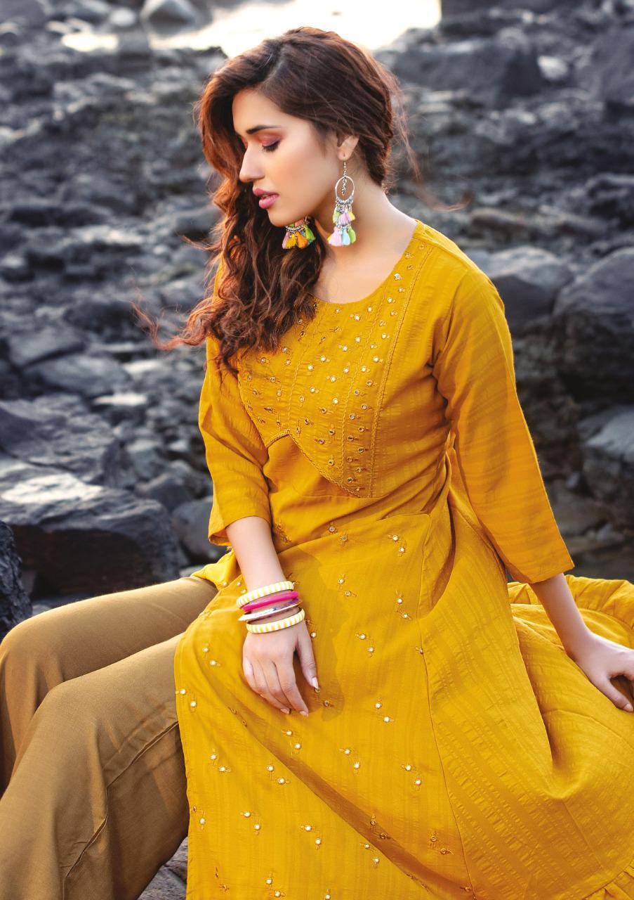 You Pearl Latest Fancy Ethnic Wear Rayon Kurtis With Bottom Collection