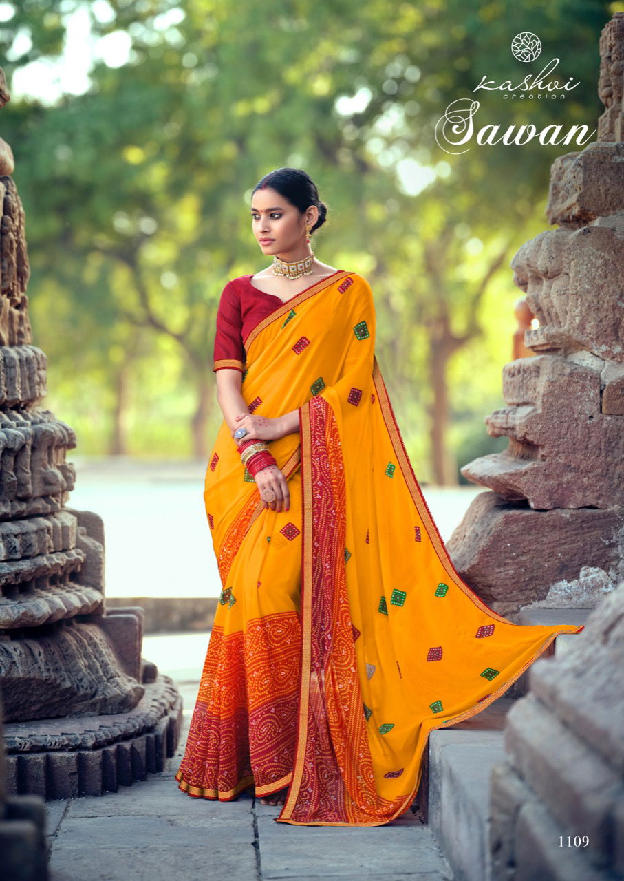 Kashvi Sawan Silk Casual Wear Printed Designer Saree Collection
