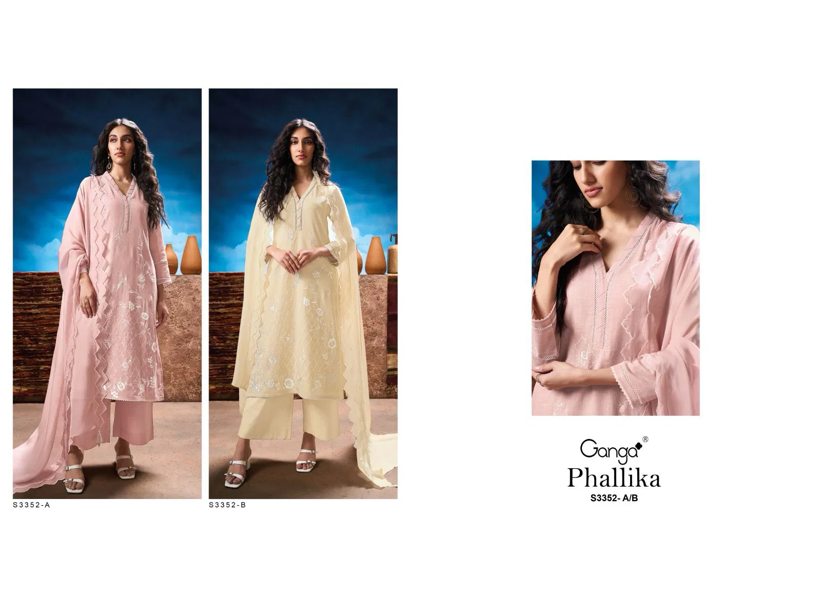 Phallika 3352 by Ganga Cotton Printed Embroidery Salwar Suit Orders In India