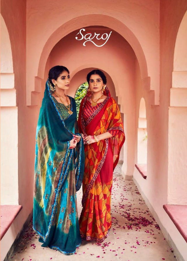 Saroj Mishita Festive Wear Georgette with Beautiful Designs Saree Collection
