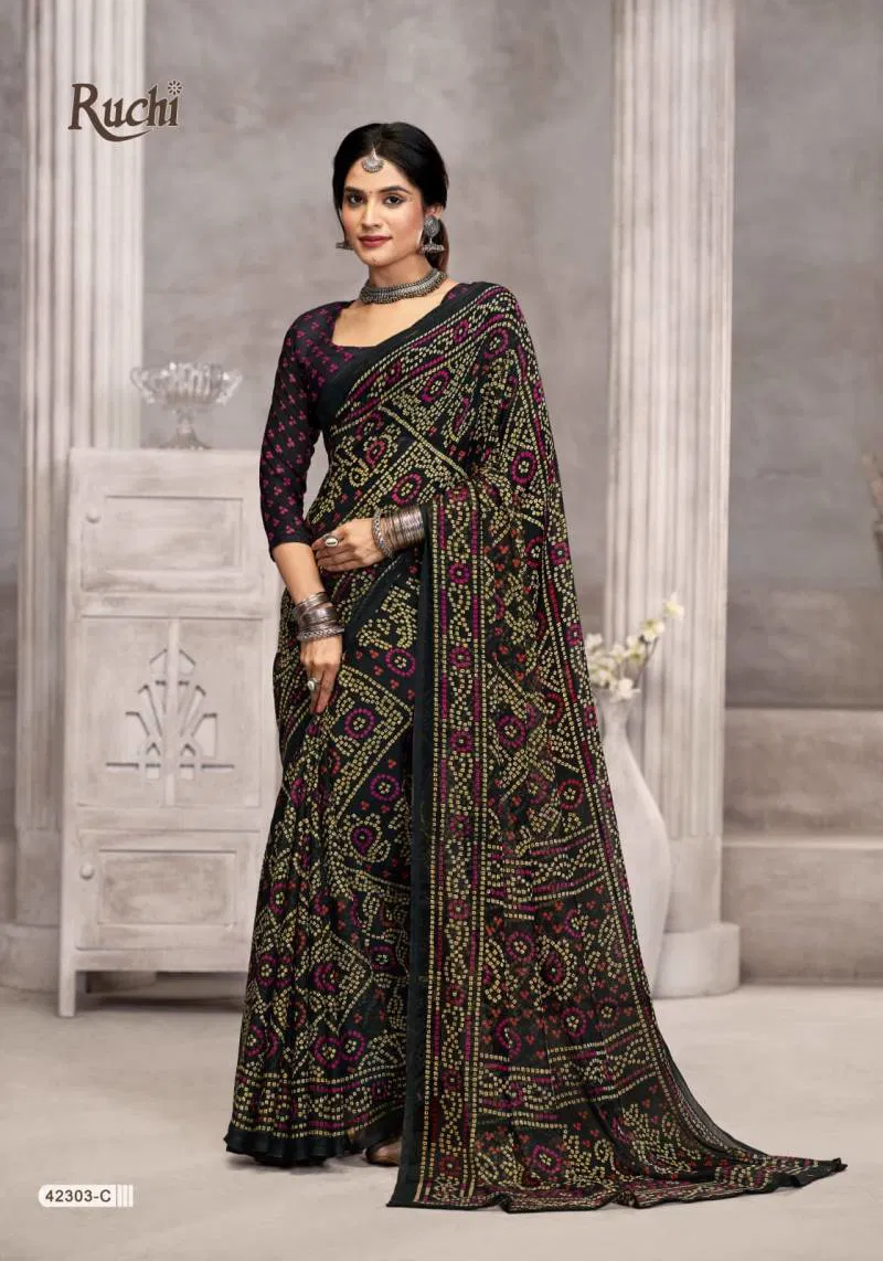Star Chiffon 194 By Ruchi Printed Chiffon Saree Wholesale Price In Surat