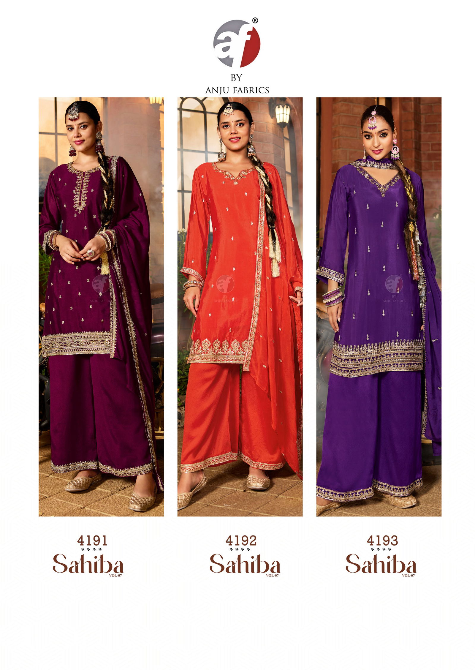 Sahiba Vol 7 By Af Chinon Kurti With Bottom Dupatta Exporters In India