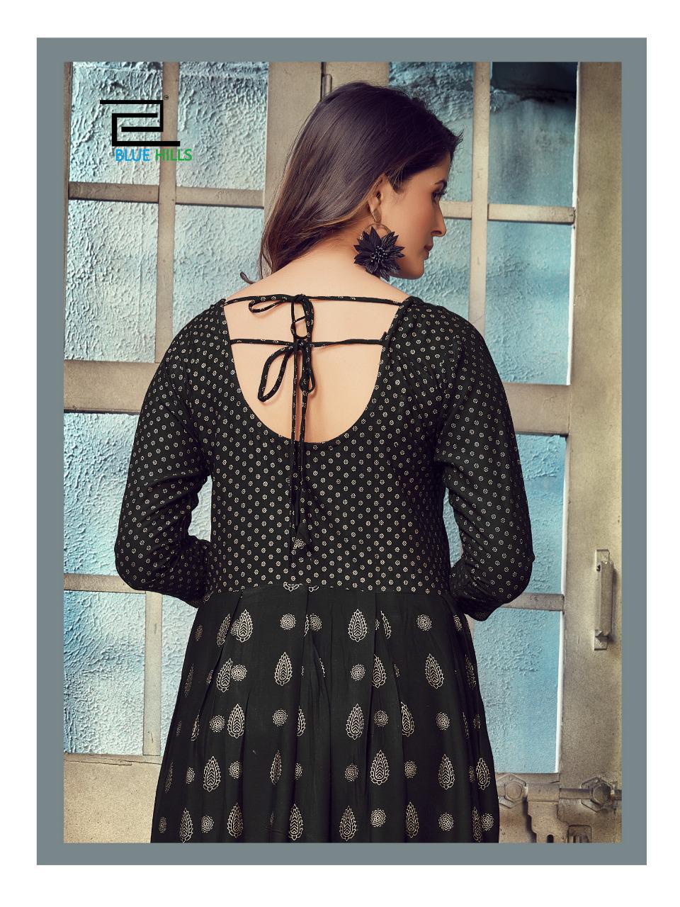 Blue Hills Show Off Fancy Latest Designers Festive Wear Long Rayon Printed Kurti Collection

